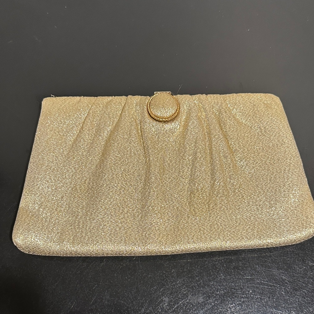 Vintage Gold Lame Formal Evening Clutch